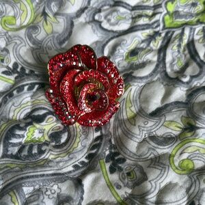 Elegant Red Rose Crystal Ring